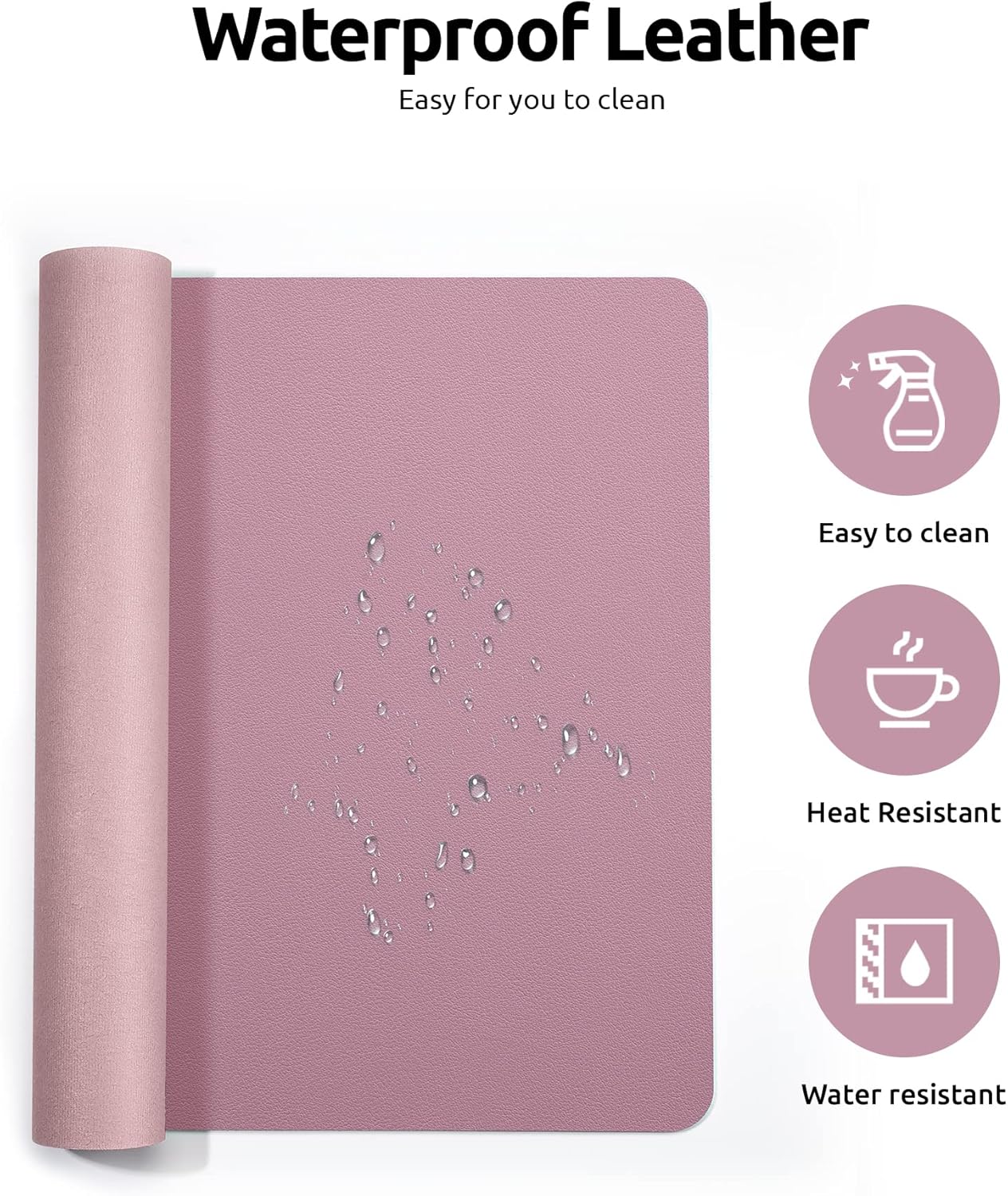 YSAGi Leather Desk Protector, Office Mat, Large Mouse Mat, Non-Slip PU Leather Blotter, Laptop Pad, Waterproof Writing Pad for Office and Home (Pale Mauve, 31.5" x 15.8")