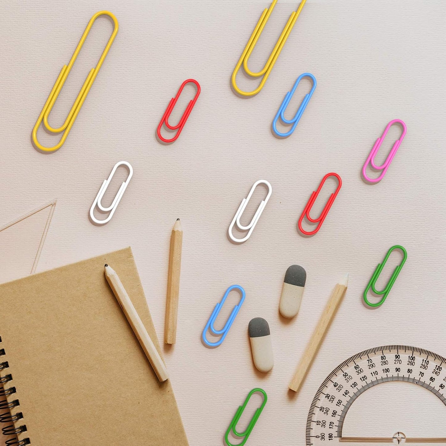 520 PCS Colored Paper Clips Assorted Sizes, Small Medium and Large (1.1", 1.3" & 2"), Colorful Paperclips for Office, School, Home Supplies-Colored
