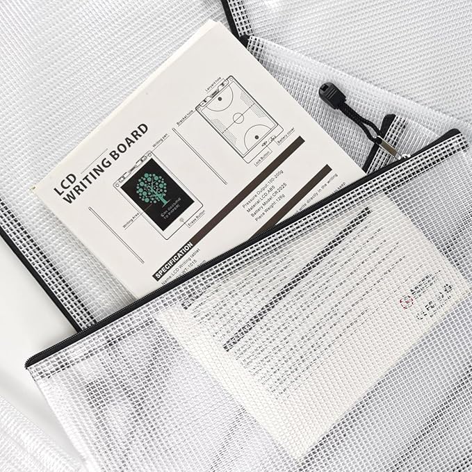 D-KINGCHY 24Pcs Zipper Storage Bags, Plastic Mesh Zippered Pouch for Organization, Waterproof Versatile Bags for Office Supplies School Travel