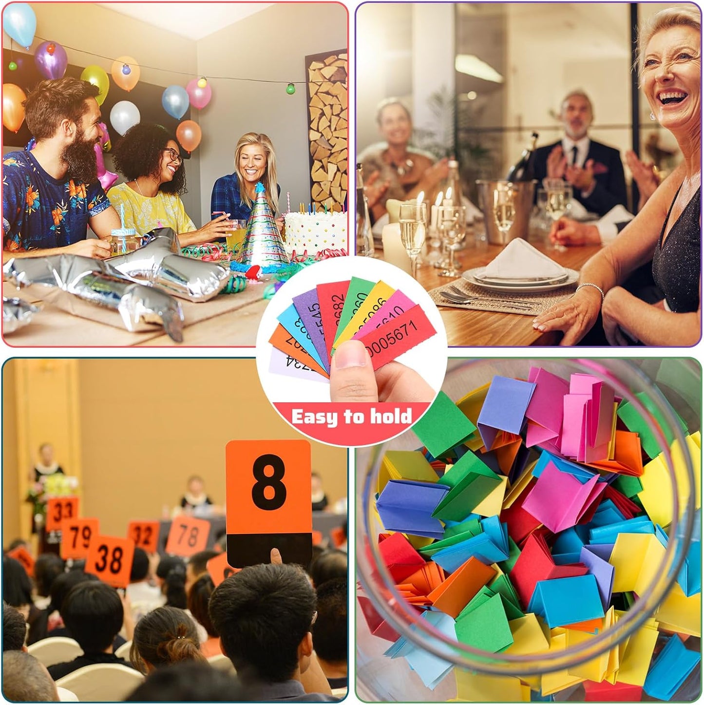 Kosiz 504 Sheets 15 Bid Raffle Ticket with Different Numbers Per Sheet Chinese Auction Tickets for Events Church Basket Auction Silent (Mixed Color)