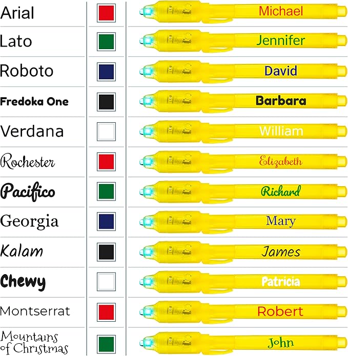 Personalized Invisible Disappearing Ink Pen Marker Pack, Custom Secret Spy Message Writer with UV Light, Fun for Kids Party Favors Gifts and Stock Stuffers, 12 Pack, Yellow