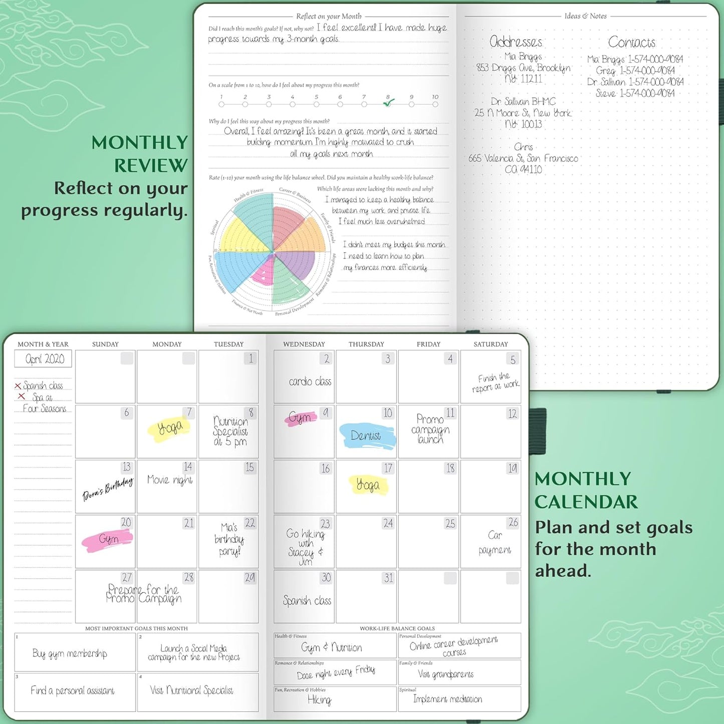 Legend Planner Hourly Schedule Edition – Deluxe Weekly & Daily Organizer with Time Slots. Time Management Appointment Book Journal for Work & Personal Life, Undated, A5 Hardcover – Dark Green Debossed