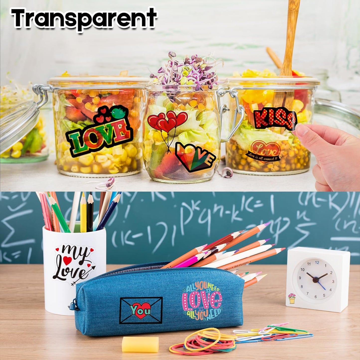 60 Sheets Premium Printable Clear Vinyl Sticker Paper for Inkjet Printer, 8.5x11" Transparently Vinyl Sticker Paper Waterproof, Dries Quickly, Vivid Colors, Tear Resistant, Great for Cutting Machines