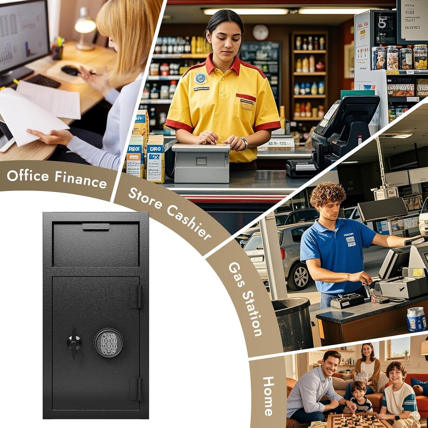 KAER Depository Drop Safe Box - Heavy Duty 4.0 Cu Ft Money Safe with Drop Slot Digital Combination Anti-Fishing Deposit Safes for Business/Home/Office Cash Slips Expense