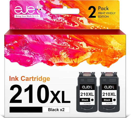 210XL Black Ink Cartridge Remanufactured Replacement for Canon 210XL Black Ink Cartridge 210 XL for Canon PIXMA IP2702 IP2702 MP230 MP250 MP270 MP280 MP480 MP490 MP495 MX320 MX330 MX340 MX410(2 Pack)