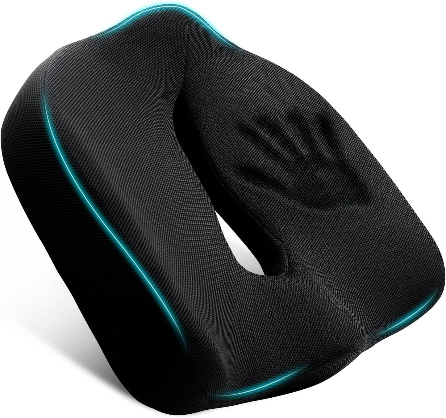 Ergonomic Memory Foam Seat Cushion for Office Chair, Extra Large Pad with U-Shaped Design for Pressure Relief, Coccyx Sciatica & Back Pain Relief, for Home, Car Long Sitting (Black)