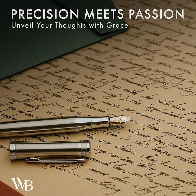 Wordsworth & Black Fountain Pen Gift Set, Includes Ink Bottle, 6 Ink Cartridges & A Refill Converter, 4 Replacement Nibs, Premium Package, Journaling, Calligraphy, Smooth Writing Pens [Black Chrome]