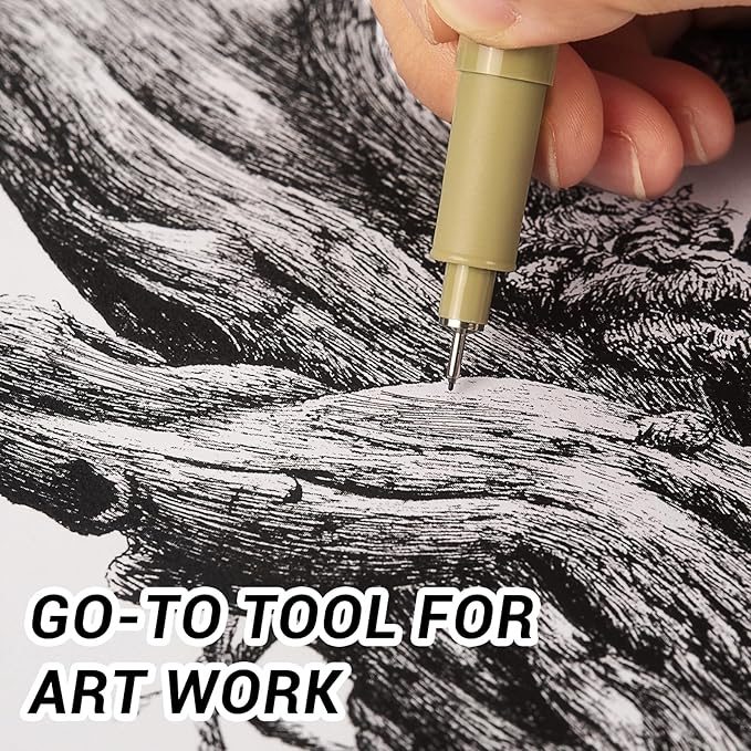 KERIFI 01 Fineliner Ink Pens, 0.25mm Black Micro Fine Point Drawing Pens Waterproof Archival Ink Multiliner Pens for Artist Illustration, Sketching, Technical Drawing, Zentangle, Scrapbooking (6 Pack)