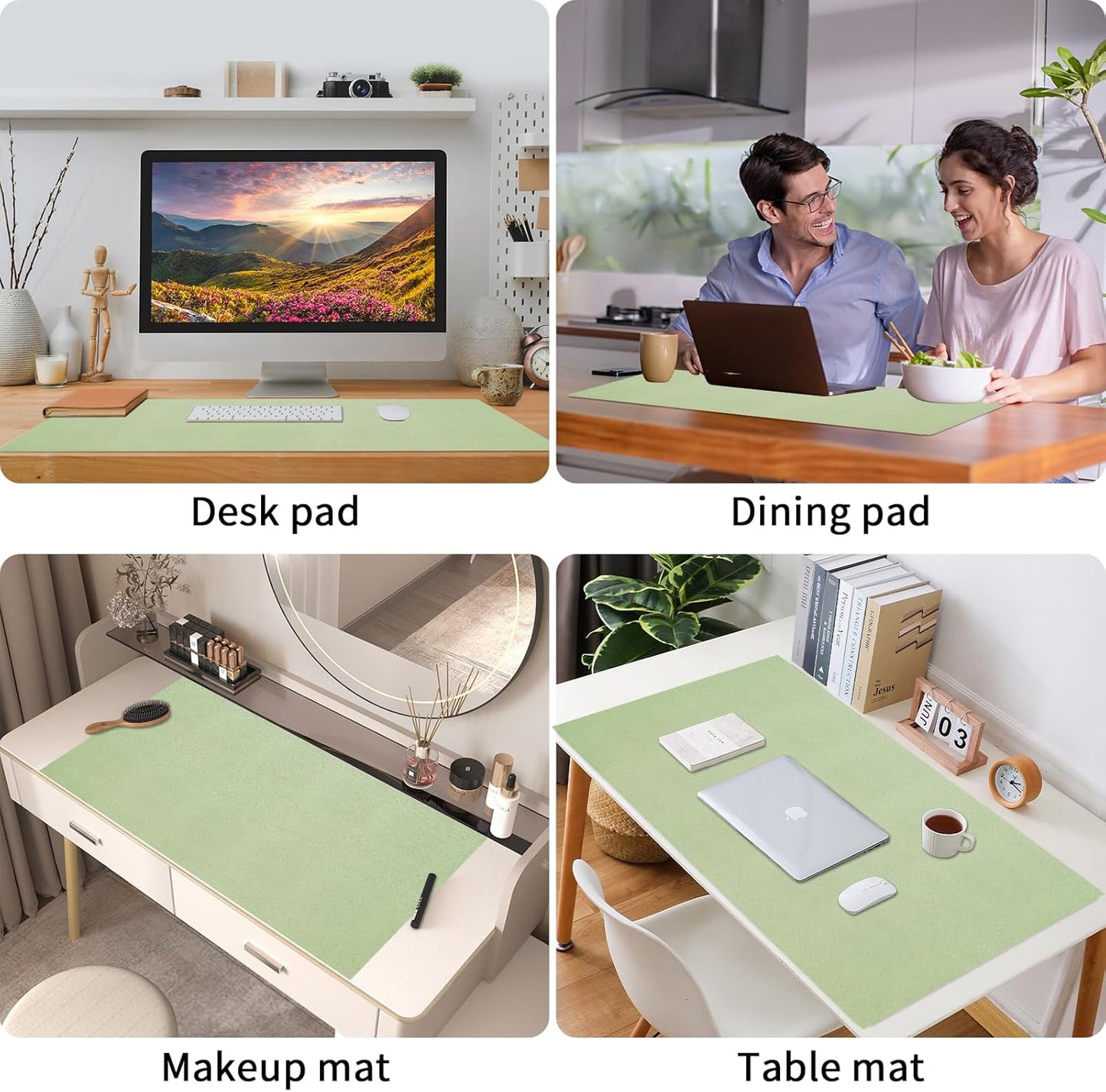 Bloss Green Desk Mat, Desk Matt for Desktop, Large Leather Desk Pad, Desk Pad Mat Waterproof, Computer Mat for Office Work/Home/Decor (31.5 x 15.7 Inches)
