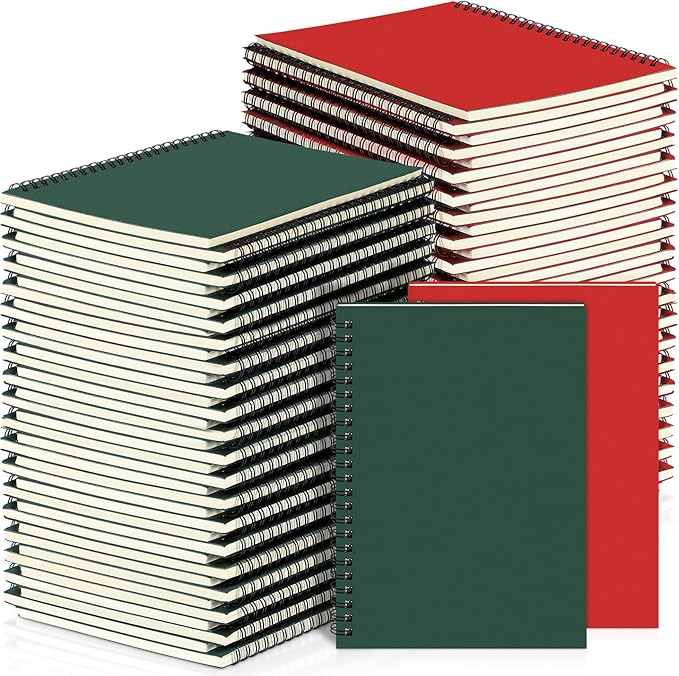 Yahenda 18 Pcs Spiral Notebook Bulk A5 Journal Lined 8.3'' x 5.5'' Writing Composition Paper Small Notepad Subject Notebook for Students Office Business Back to School Supplies (Deep Green,Red)