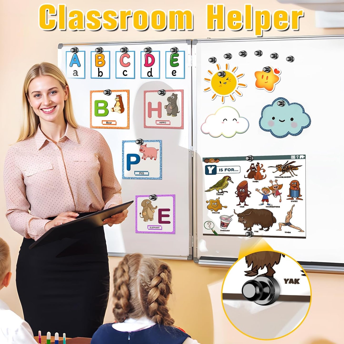 VNDUEEY 60Pcs Black Fridge Magnet Refrigerator Magnets, Magnets for Whiteboard, Small Strong Magnets for Kitchen, Office, School, Metal Decorative, Teacher Supplies