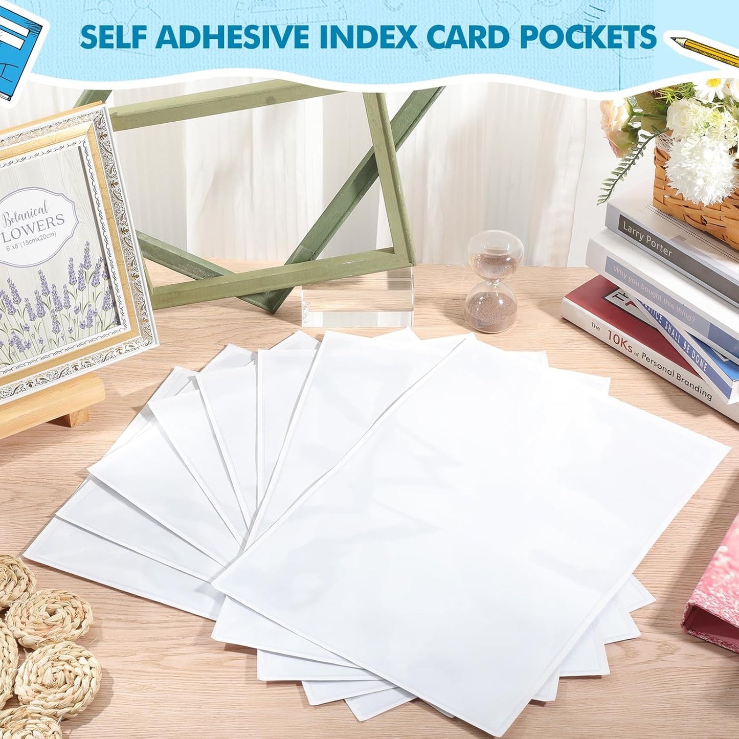 Outus Self Adhesive Shop Ticket Holders Clear Plastic Sleeves Adhesive Pockets Work Order Job Ticket Holders for Home Office Posting Signs (11 x 17 Inch,30 Pcs)