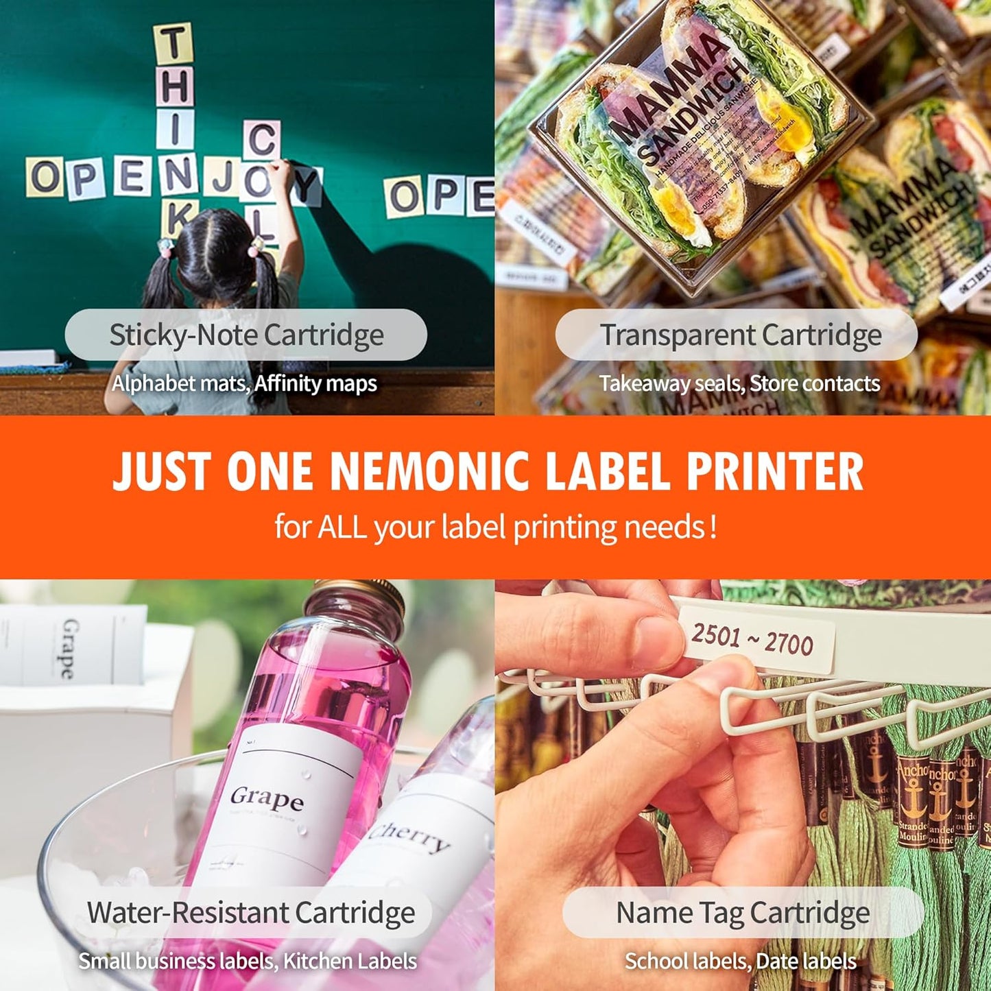 Nemonic Label Printer | Inkless Bluetooth Thermal Label Printer for Small Business | Durable Shipping Label Maker & Portable Wireless