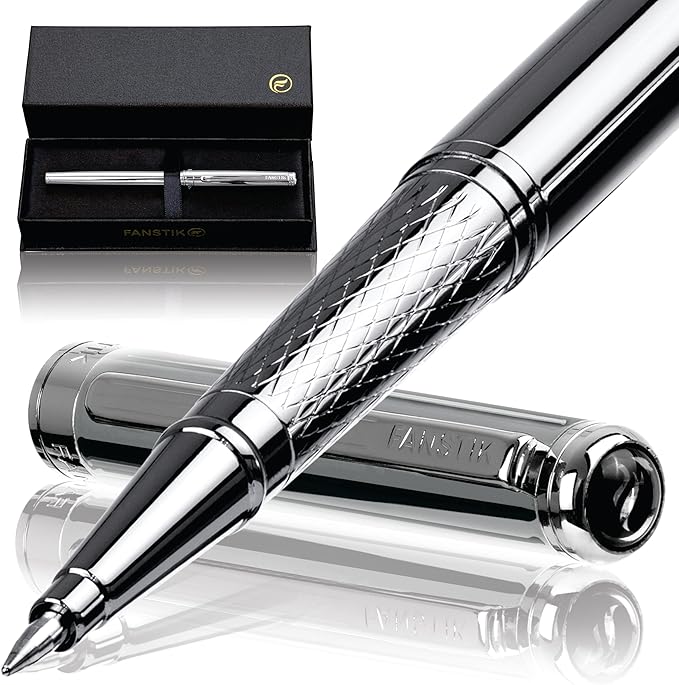 Silver Luxury Rollerball pen (Made In USA) fancy gift set for women, Real 24K Gold Plating, Professional executive pen gift set for men (Lux Rollerball Silver)