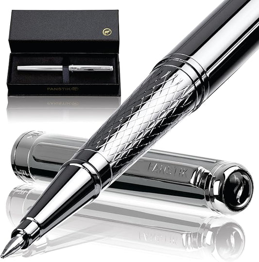 Silver Luxury Rollerball pen (Made In USA) fancy gift set for women, Real 24K Gold Plating, Professional executive pen gift set for men (Lux Rollerball Silver)
