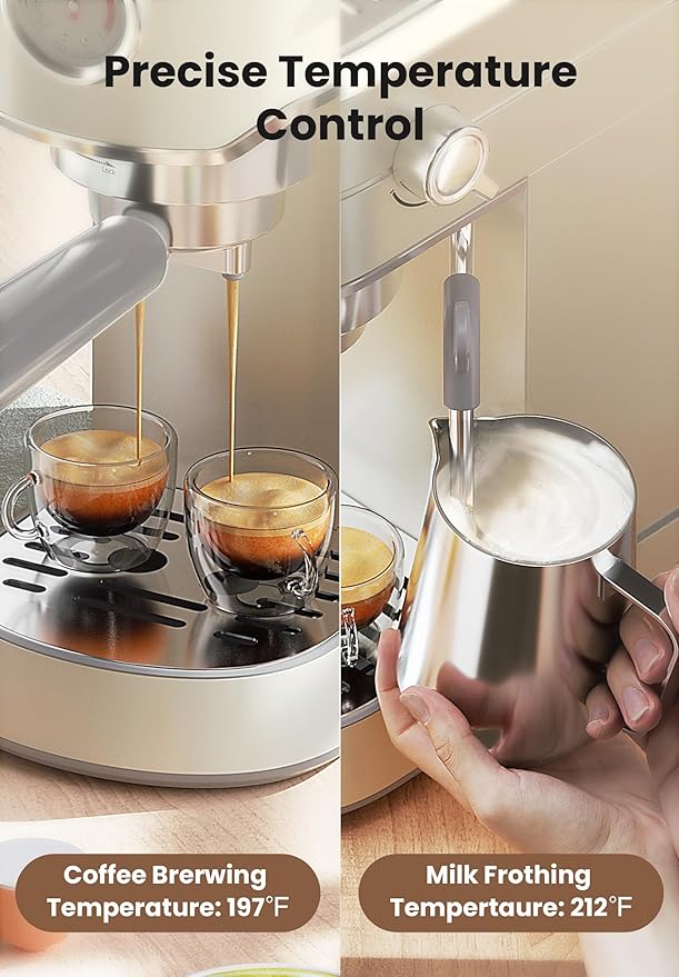 Gevi Commercial Espresso and Coffee Makers, Professional Espresso Maker Latte Machine with Milk Frother, Stainless Steel Expresso Coffee Machines for Home, Compact Cappuccino Machine, Great Gift