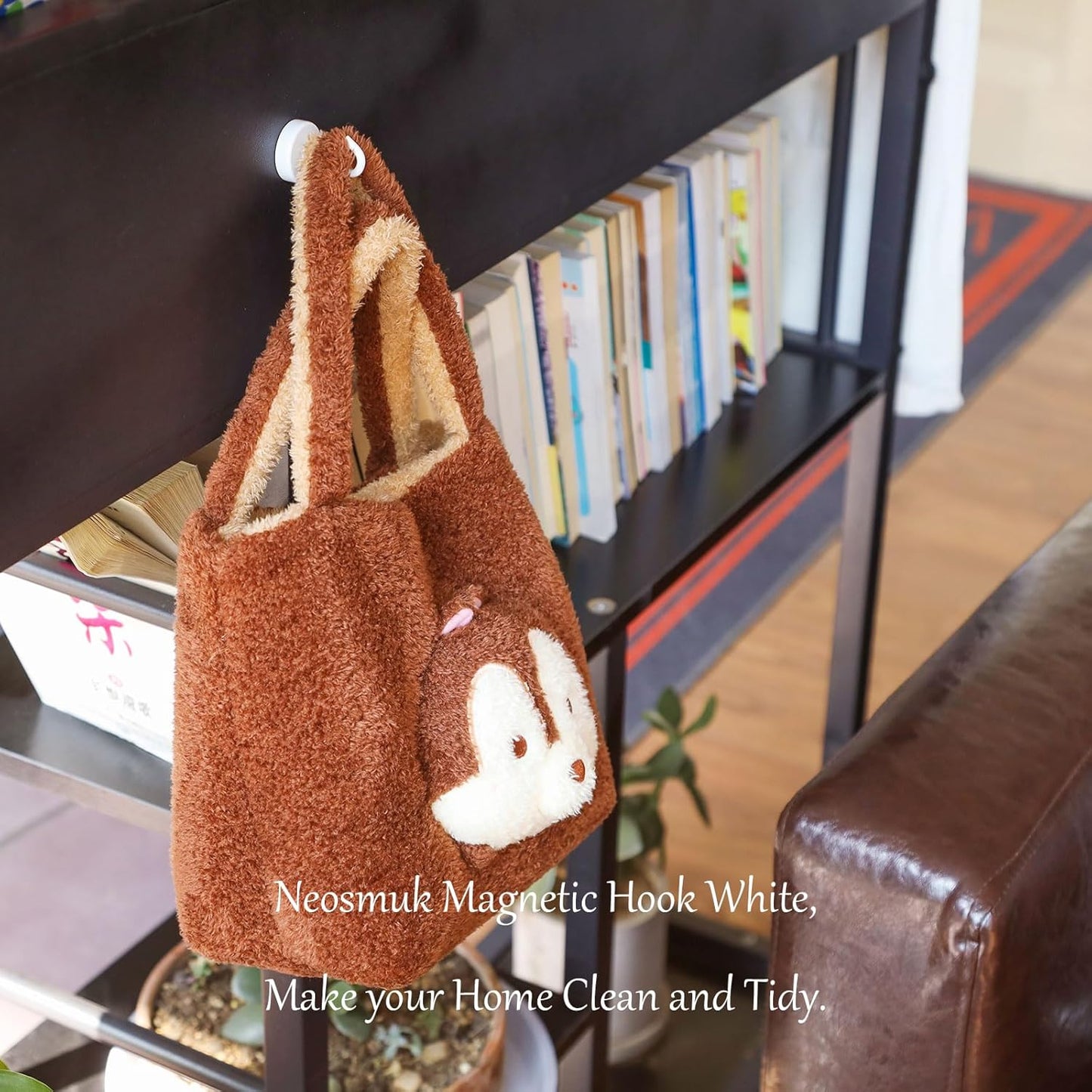 Neosmuk Magnetic Hooks Heavy Duty,Strong Magnet with Hook for Fridge, Super Neodymium Extra Strength Industrial Hooks for Hanging, Magnetic Hanger for Toolbox, Cruise, Grill(White,4 Pack)