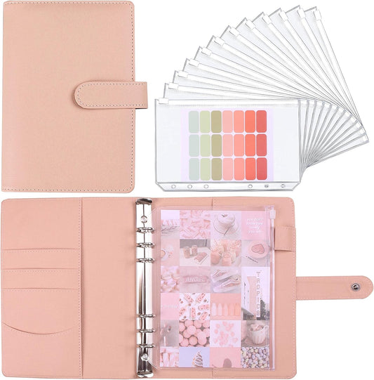 Money Saving Binder, Savings Challenges Book with for Cash Envelopes, 12pcs Zipper Envelopes A5 Budget Binder, Budget Planner for Managing Budgets and Saving Money (Pink-9.2IN)