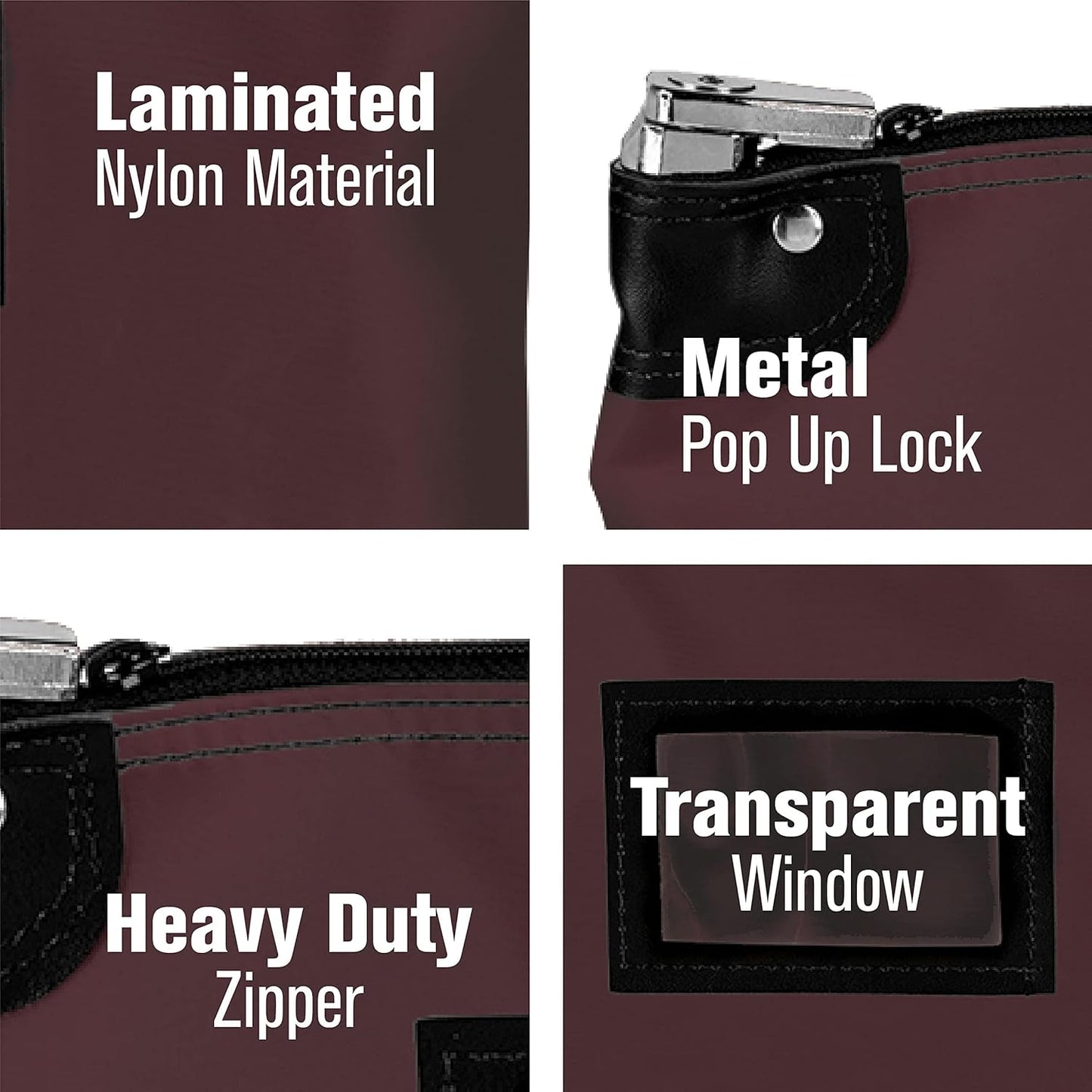 BankSupplies Laminated Nylon Locking Deposit Bag | Burgundy | 2 Keys Included for Each Bag | Heavy Duty | Puncture Resistant Laminated Nylon | Double Stitched Seams
