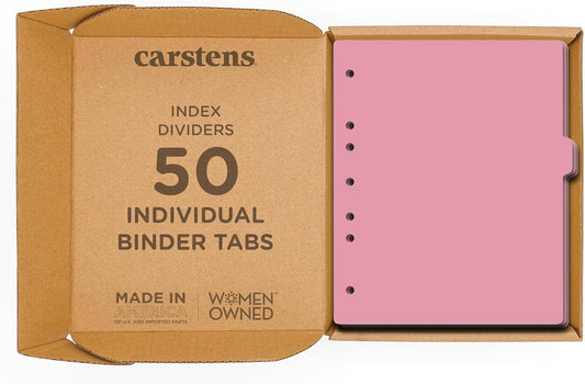 Carstens - Heavy Duty Plastic Ring Binder Dividers, Side Tab, 1/9 Cut, Tab 4 Position, US Letter, Mauve, Case of 50, (2618-13CS) - Ideal Medical Chart Dividers or Index Tabs for 3 Ring Binders