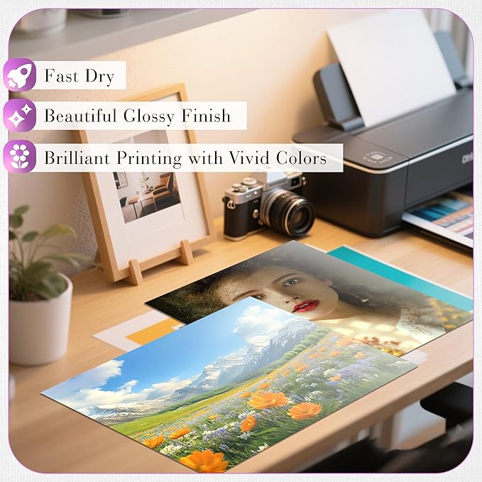 A-SUB Heavyweight Glossy Photo Paper 8.5 x 11 Inch 61lb 230GSM Thick Photo Printer Paper for DIY Cards Calendars for Inkjet Printers 100 Sheets