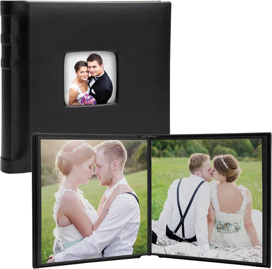 Neil Enterprises Inc. 8" x 8" Black Leather Self-Stick Photo Album - Holds 20 Photos