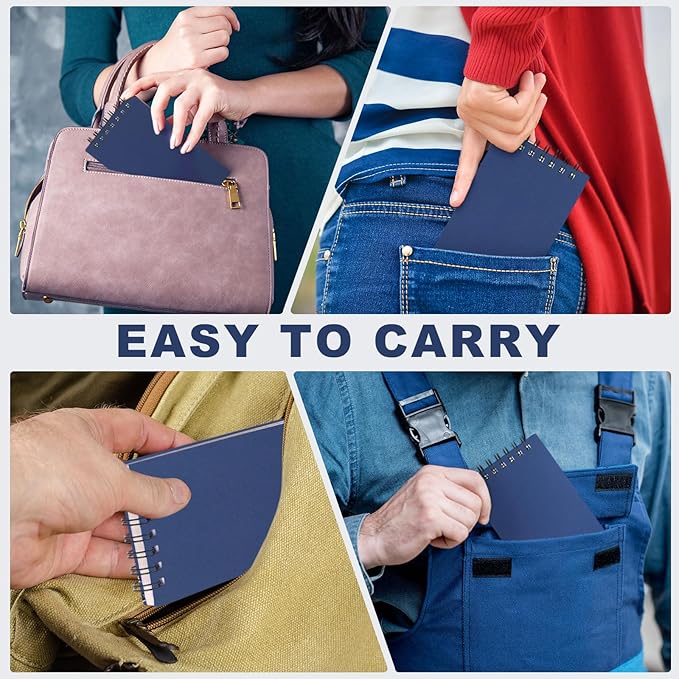 Tenceur 54 Pcs Pocket Notebook Bulk Small 3x5 Inch Spiral Notepads Mini Top Bound Notebook with Lined 120 Pages Ruled Memo Pads for Office College Nurse Essentials Back to School Gift (Blue)