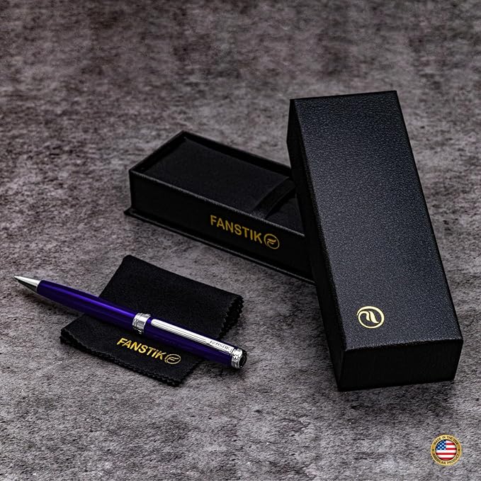 Blue Luxury ballpoint Pen (Made In USA) fancy gift set for women, Real 24K Gold Plating, Professional executive pen gift set for men (Lux BallPoint Blue)