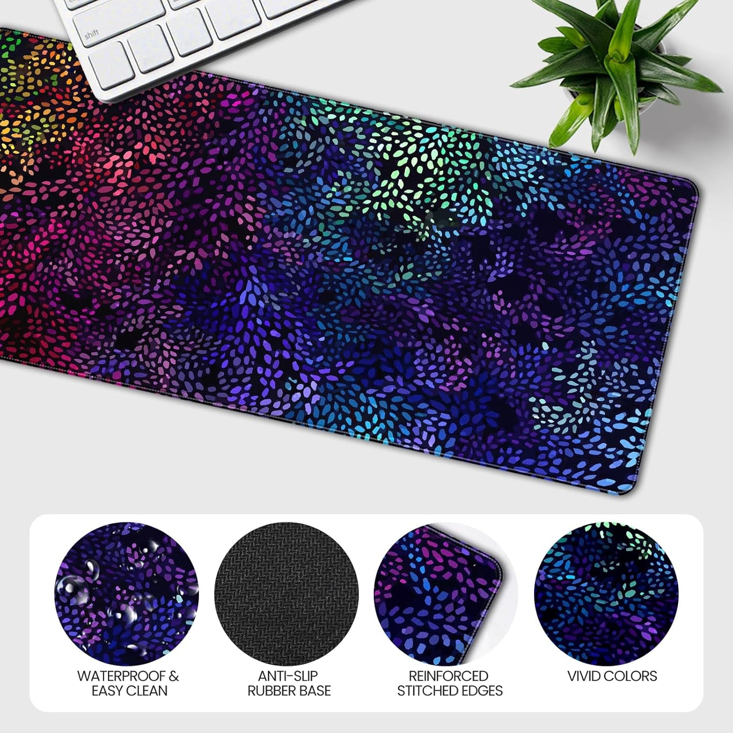35.4 x 15.7 inches, Large Desktop Mouse pad, Keyboard and Mouse Pads for Work and Home Computers, and Large Laptop Mouse mat，Colorful Patterns