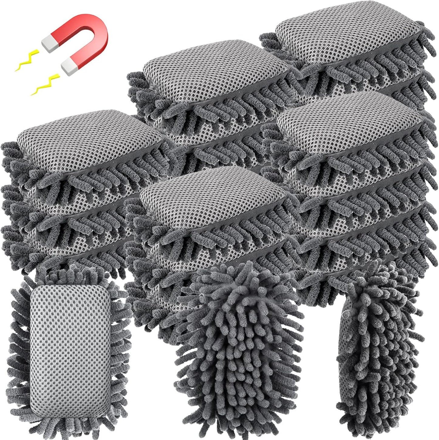 Sherr 18 Pcs Microfiber Shag Magnetic Dry Erase Erasers Washable School Whiteboard Eraser Bulk Colorful White Board Eraser for Chalk Markers Home Classroom Office (Gray)