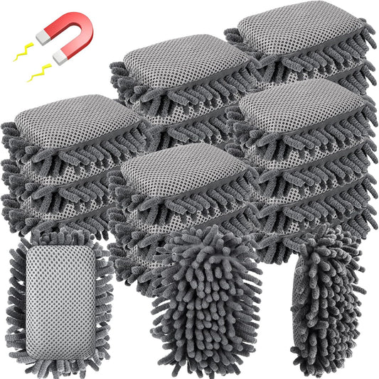 Sherr 18 Pcs Microfiber Shag Magnetic Dry Erase Erasers Washable School Whiteboard Eraser Bulk Colorful White Board Eraser for Chalk Markers Home Classroom Office (Gray)