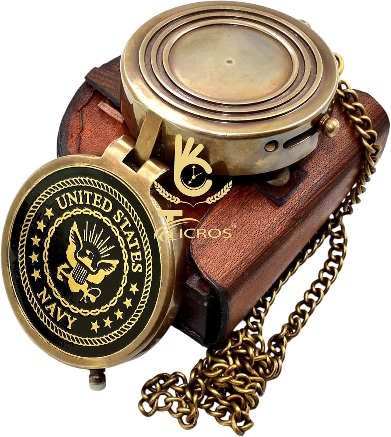 Vintage Brass Compass – Engraved Military Compass with Leather Case for Grossman, Veterans, Sailors, Men, Military Collectors – Retirement Gift,Graduation,Gift for Army Father, Jesus Said Gift Compass