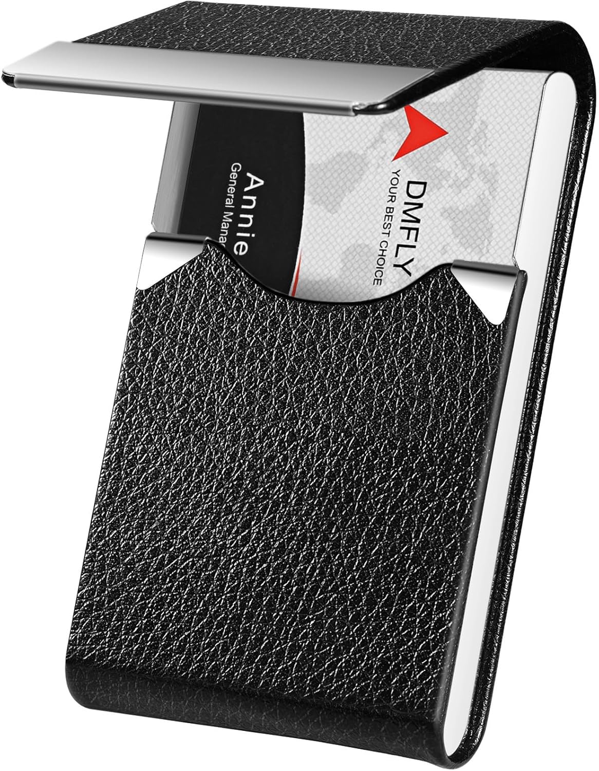 Business Card Holder with Ultra Slim Design, Business Card Case with Premium PU Leather, Suit Pocket Metal Card Holder for Women/Men, Magnetic Closure Quick Access Cards, Small and Easy to Carry