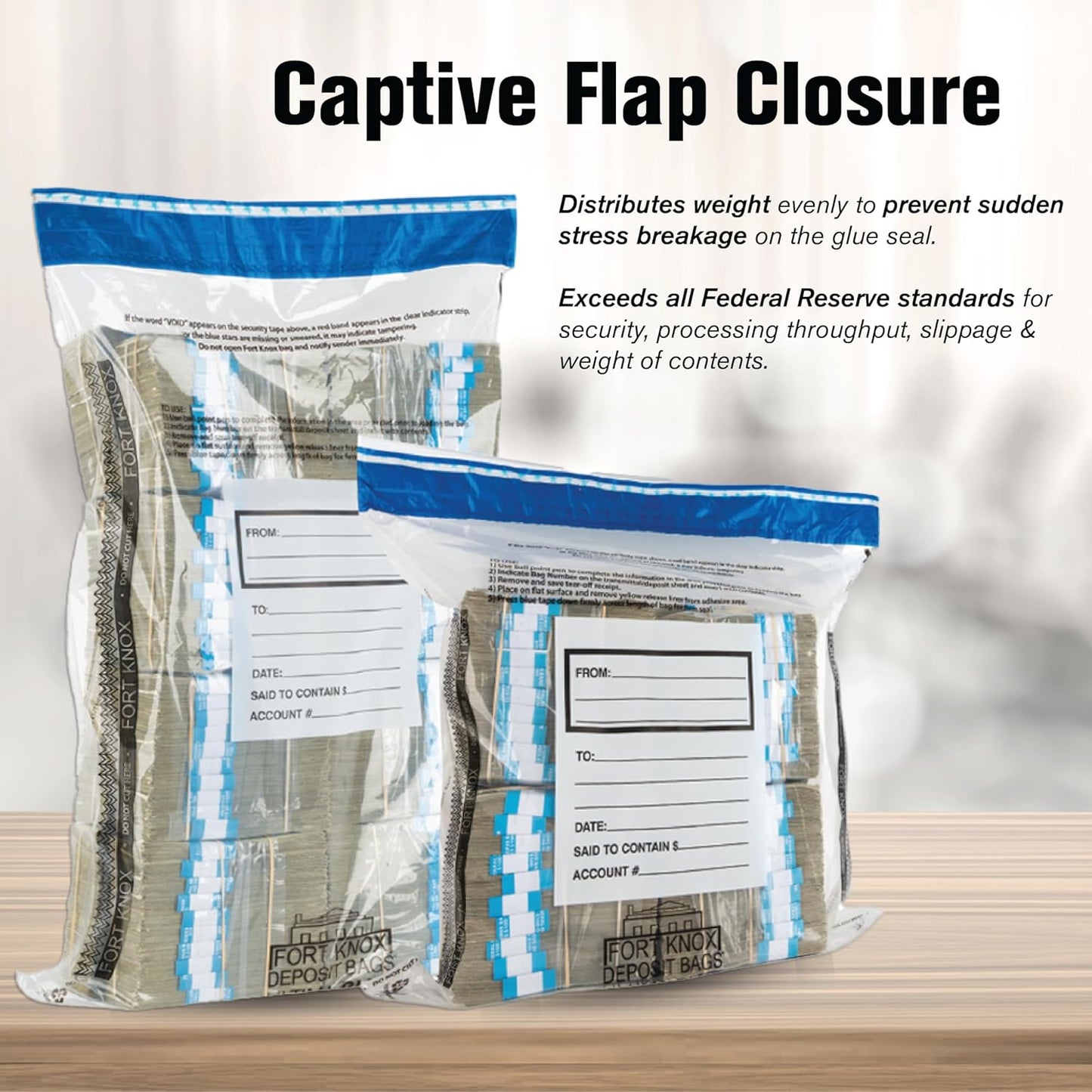 BankSupplies Ultima Blue Tamper-Evident Clear Deposit Bags 9W x 12H Pack of 100 with Advanced Security Detection Features