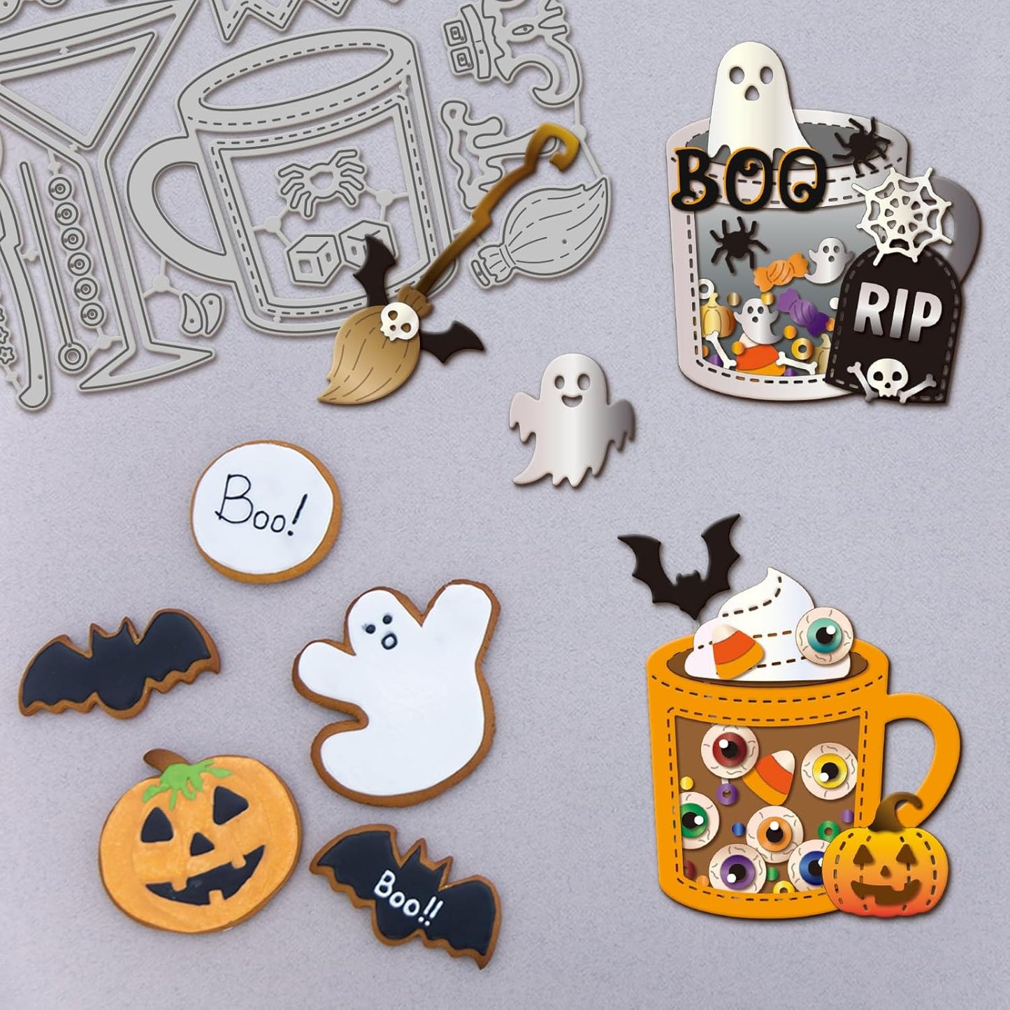 GLOBLELAND Halloween Cup Cutting Dies for Card Making Wine Glass Cut Die for DIY Scrapbooking Journal Embossing Paper Craft Decor