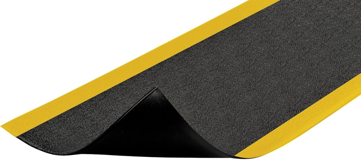 Notrax 411 Sof-Tred™ 3' x 12' x 3/8" Anti Fatigue Mat, Enhanced Slip Resistance with Beveled Edges and Pebbled Surface, Ideal for Industrial and Commercial Workplaces, Black/Yellow, 411S3312BY