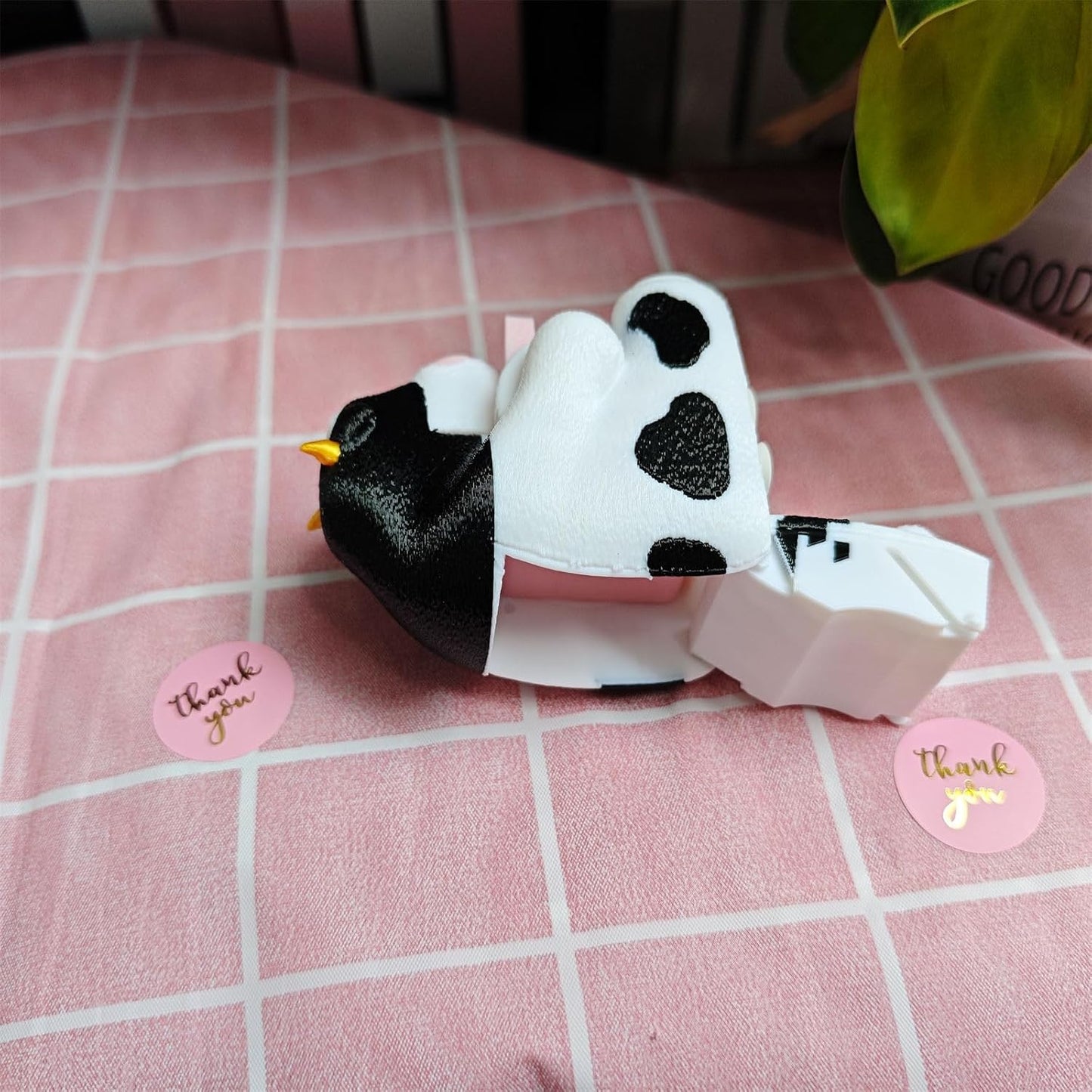 Cute Office Accessories - Stamp Roll Holder Postage Stamp Dispenser for Desk, No Stamps, 1.18" Core, Black Cow Design, C04