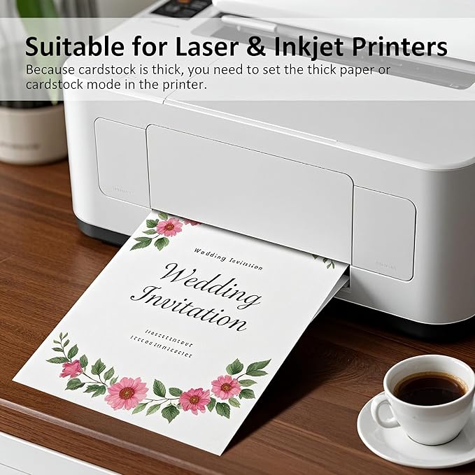 OcePor 100 Sheets White Cardstock 8.5 x 11, 92lb/250gsm Card Stock Paper, Thick Printer Cardboard Paper, Heavy Cardstock for Invitation, Resume, Certificate, Business Cards, Office