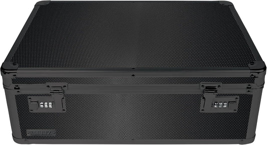 Vaultz Storage Lock Box - 6.5 x 19.25 x 13.5 Inch Lockable Dorm Storage Trunk with Combination Lock - Briefcase, Medicine Box, Lock Boxes for Personal Items, Cash, Laptop - Black on Black