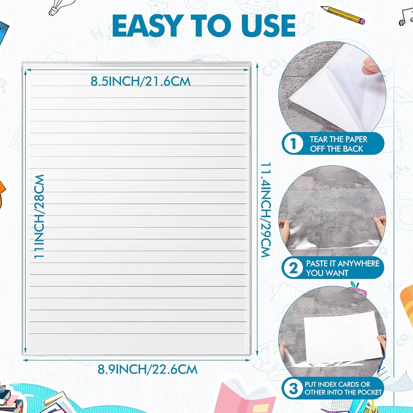 Outus Self Adhesive Shop Ticket Holders Clear Plastic Sleeves Adhesive Pockets Work Order Job Ticket Holders for Home Office Posting Signs(8.5 x 11 Inch,120 Pcs)