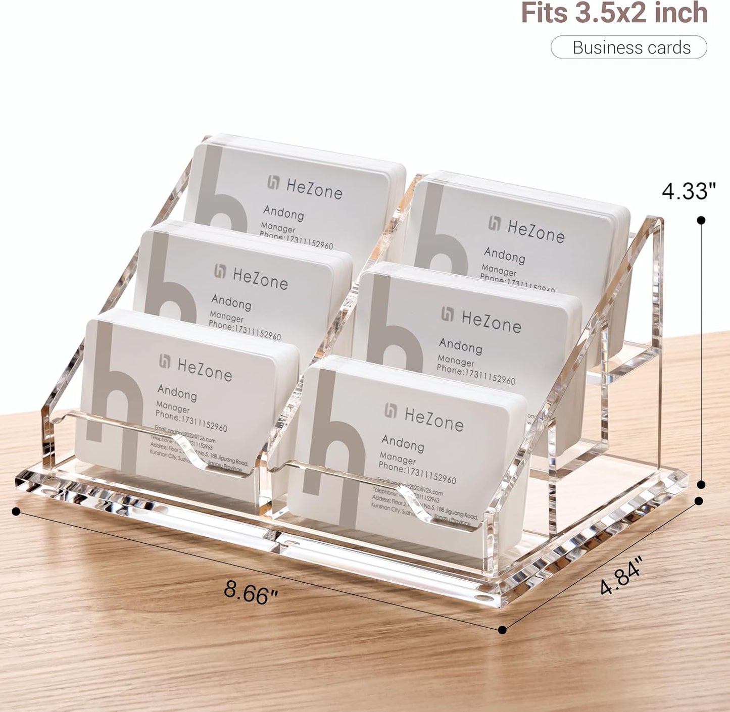 Business Card Holder for Desk, Acrylic Business Card Organizer , Multiple 6 Slots 3 Tier Business Cards Stand for Women& Men,Office Desk Accessories,Organize 300 Cards-1 Pack(Horizontal,Clear)