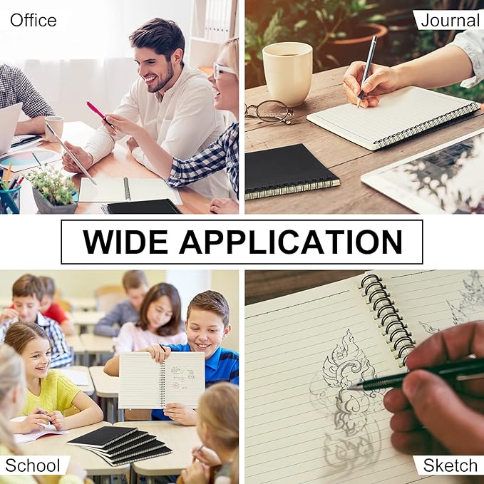 Yahenda 18 Pcs Spiral Notebook Bulk A5 Journal Lined 8.3'' x 5.5'' Writing Composition Paper Small Notepad Subject Notebook for Students Office Business Back to School Supplies (Black Color)