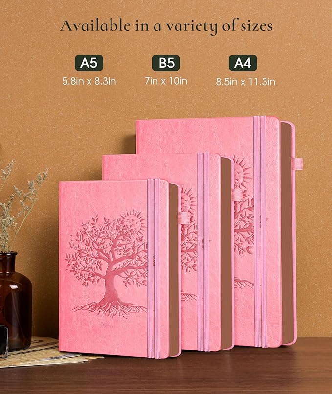 Vintage Leather Journal - 300 Page Lined Journal Notebook with Numbered Pages,A5 Notebook for Women Men,Travel Diary,Daily Journal for Writing, Note Taking, School & Work (5.8" x 8.3")