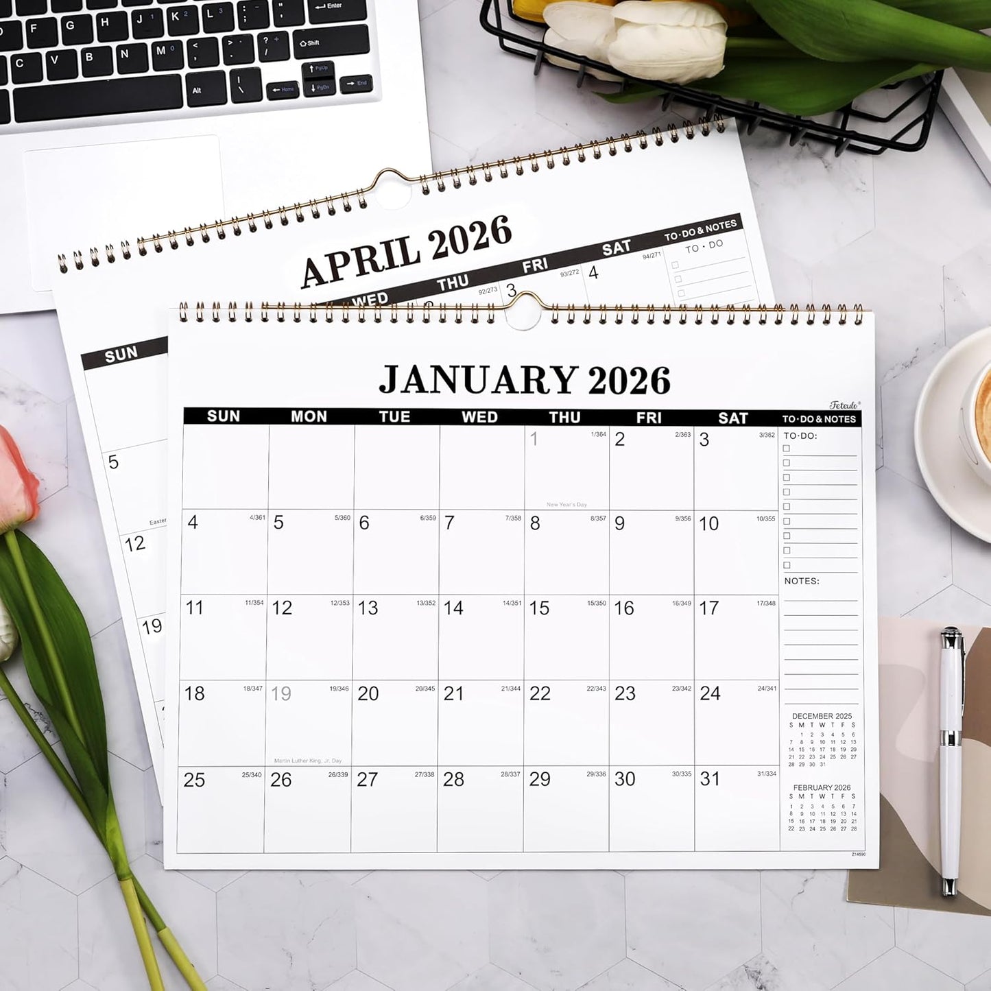 2026 Calendar - 2026 Wall Calendar, Jan. 2026 - Dec. 2026, 14.6'' x 11.4", Large Wall Calendar with Highlighted Holidays, Sturdy Binding, Calendar for Planning