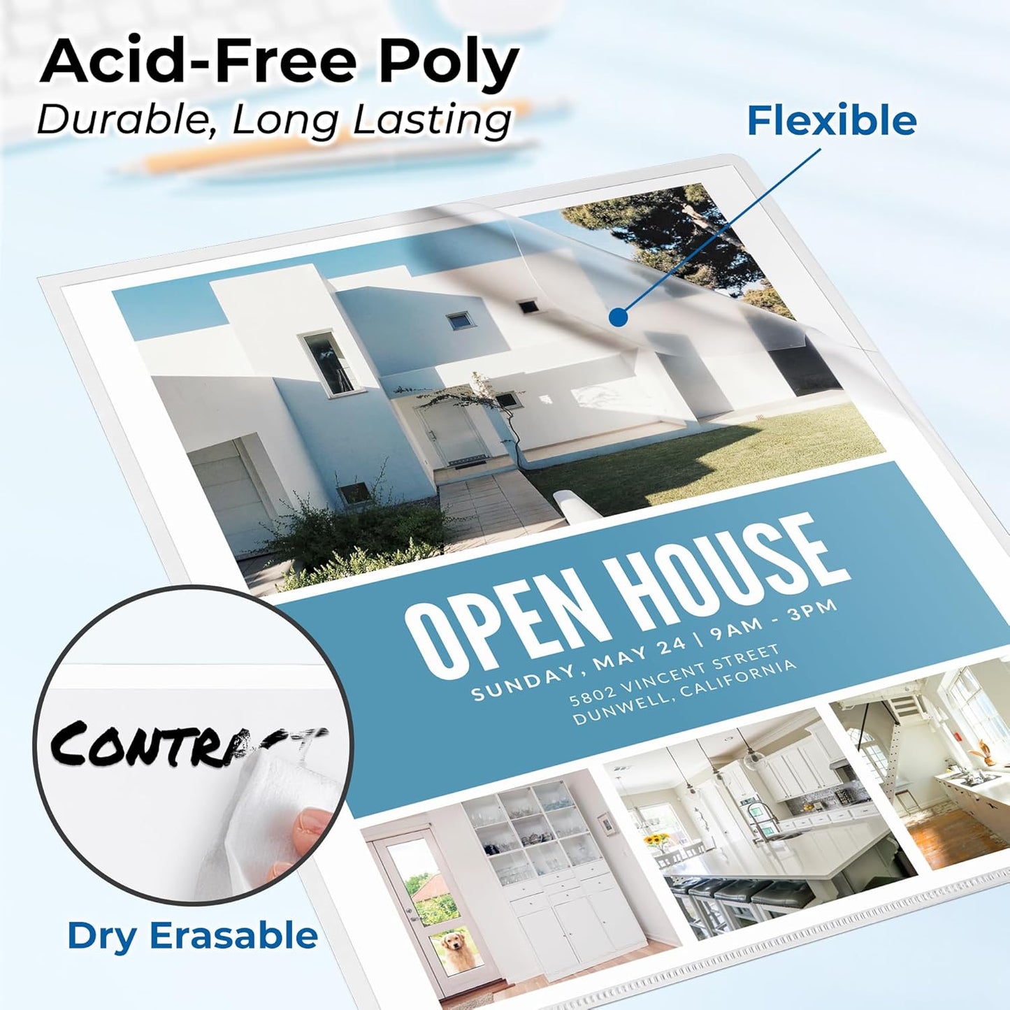 Dunwell Clear Folders for Documents, Plastic 8.5x11 File Sleeves for Document Protection, Filing, Storage, Organization (36 Pack) Transparent Folders with Pockets, Durable Letter Size Document Holder