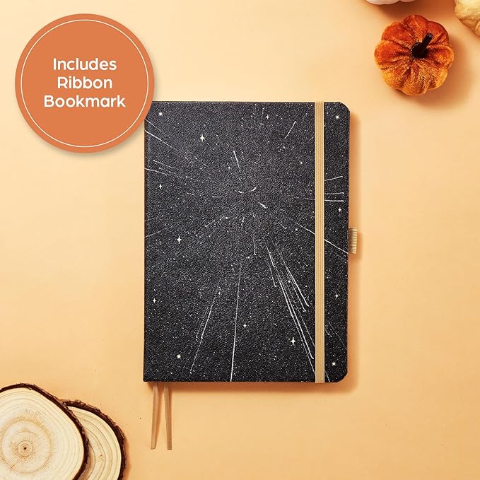 Happy Planner Book-Bound Dot-Lined Journal, Hardcover Journal for School or Office with Thick 100 GSM Paper, Linear Galaxy, 80 Pages, 5.75" x 8.25"