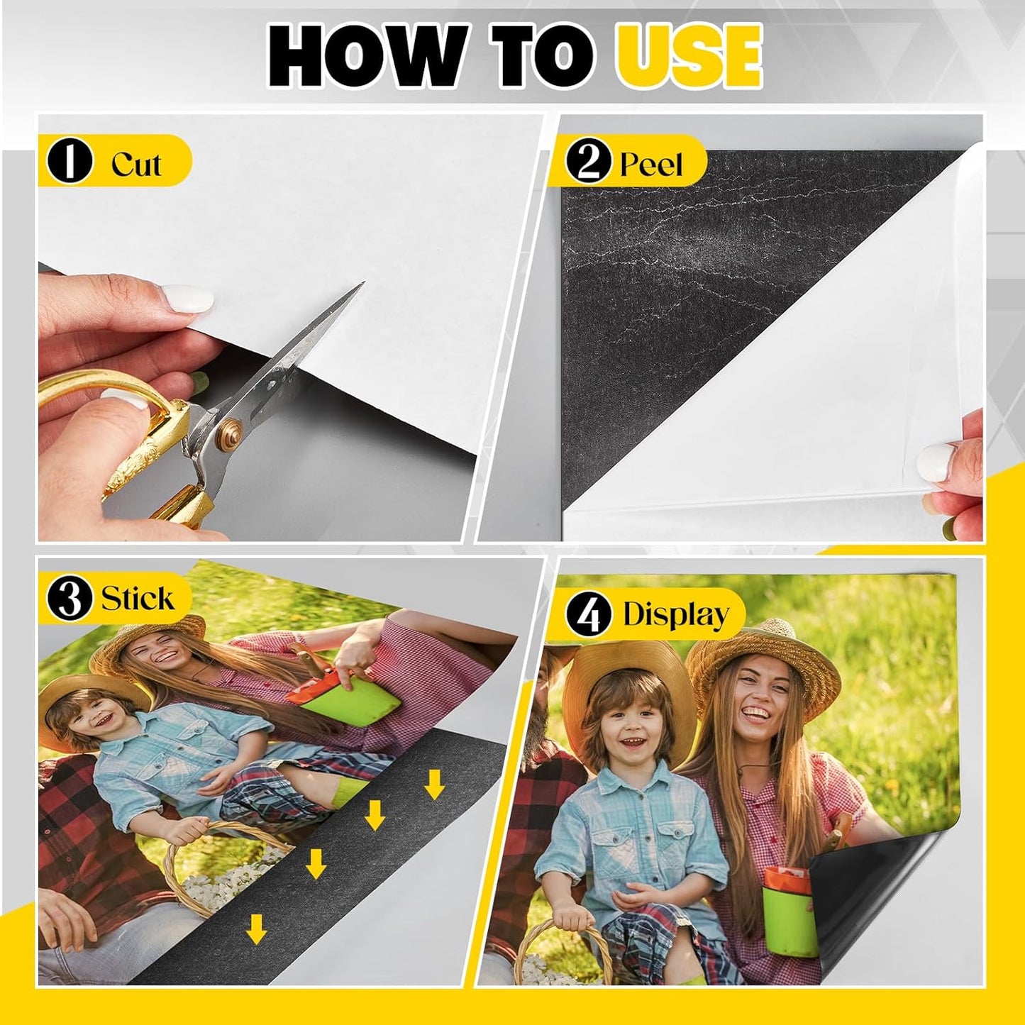 12 Inch x 10 ft x 30mil Extra Large Adhesive Magnetic Sheet Roll Not Printable Adhesive Backing Cut and Customize Flexible Sheets Blank White Surface Magnetic Sign for Craft Photo Craft