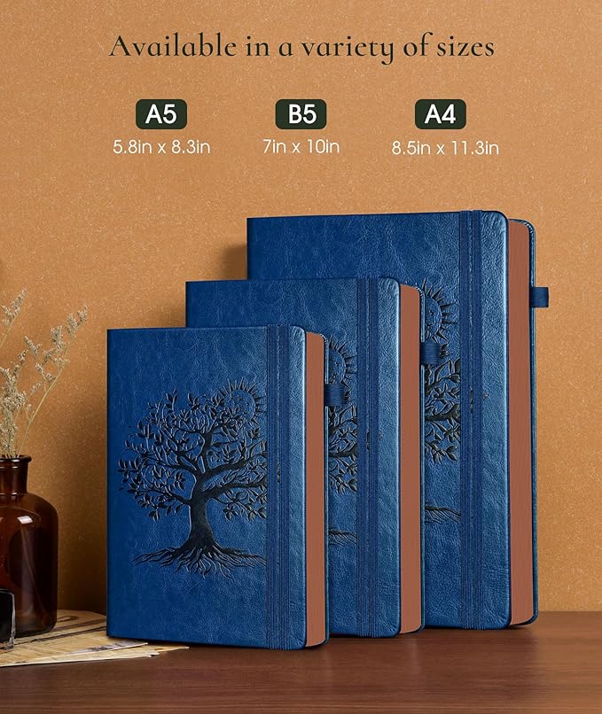 Vintage Leather Journal with 300 Numbered Pages,B5 Lined Journal for Men Women,Daily Journals for Writing,College Ruled Notebook for Work,School,Note taking,Travel Diary,Large (7" x 10")