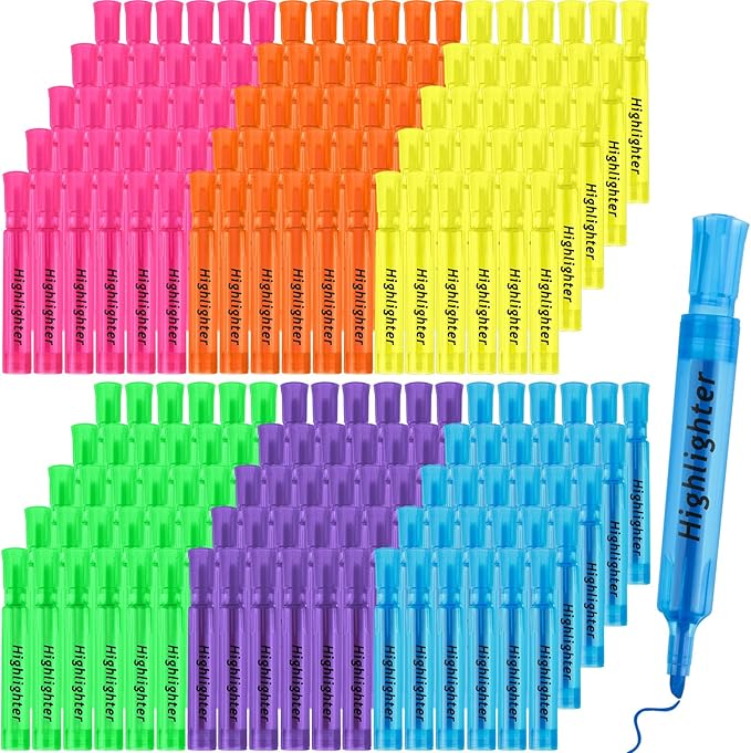 Teling 180 Pcs Highlighters Bulk Chisel Tip Tank Style Highlighters for School Classroom Assorted Color Fluorescent Pens for Office Shop