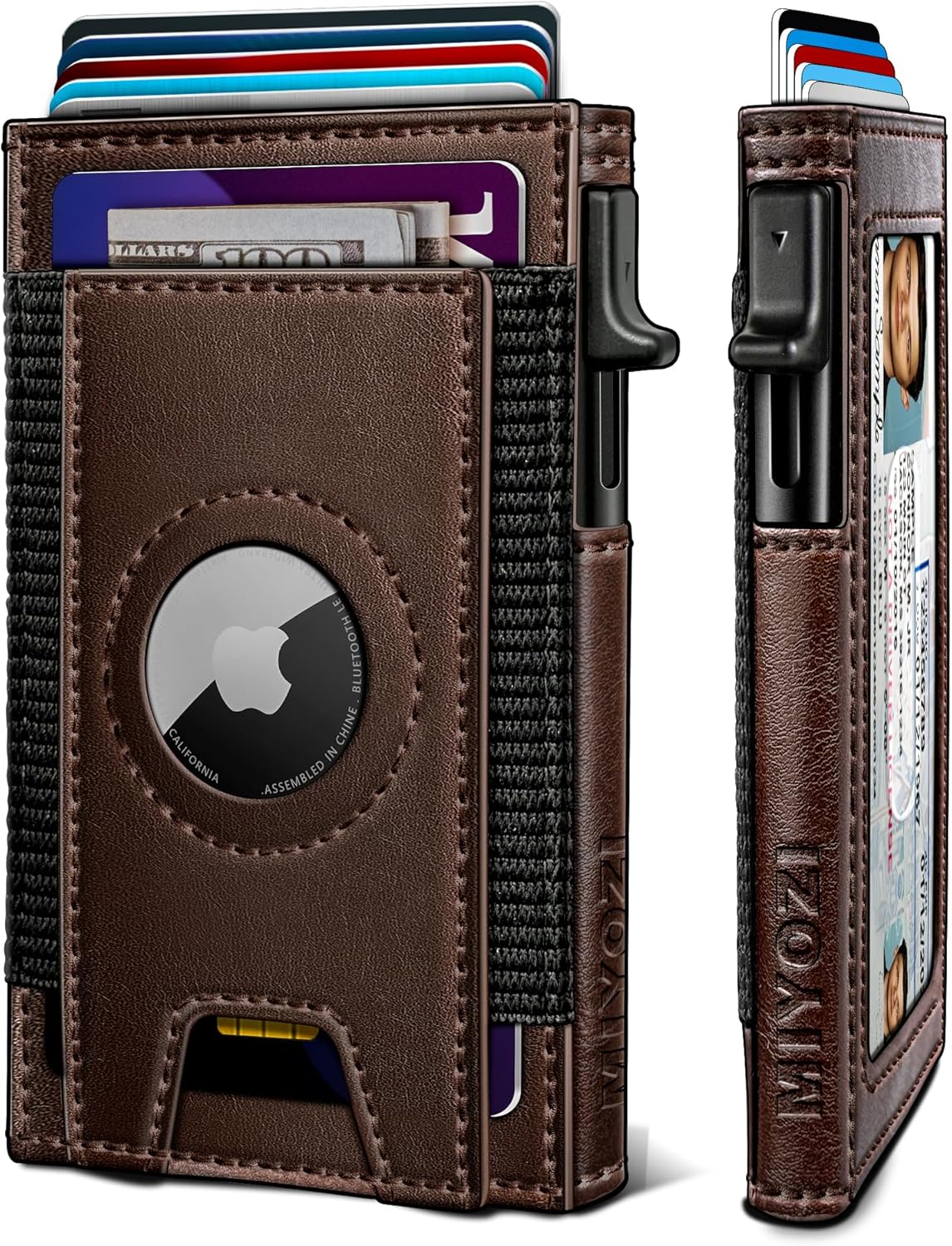 Airtag Wallet for Men, Slim Pop Up Credit Card Holder RFID Blocking Mens Minimalist wallet for 7-9 Cards ID Window, with Gift Box